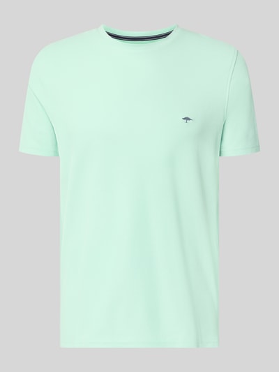 Produktfoto, Regular Fit T-Shirt mit Logo-Stitching von Fynch-Hatton in Mint, Reine Baumwolle, Rundhalsausschnitt, Rückenlänge 68 cm bei Größe M