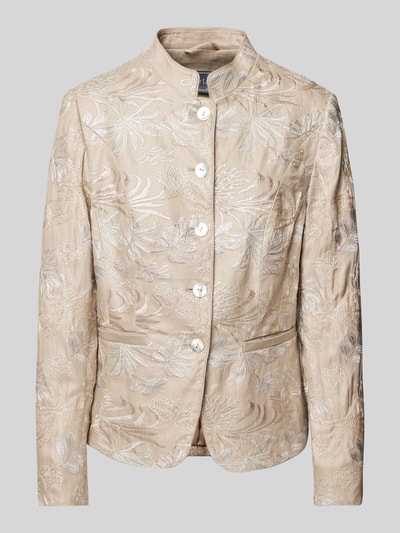 WHITE LABEL Leinenblazer mit Stehkragen Sand 2