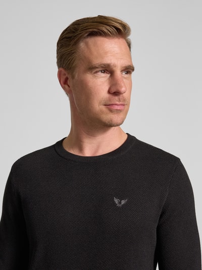 PME Legend Strickpullover mit Logo-Stitching Modell 'Ricecorn' Black 3