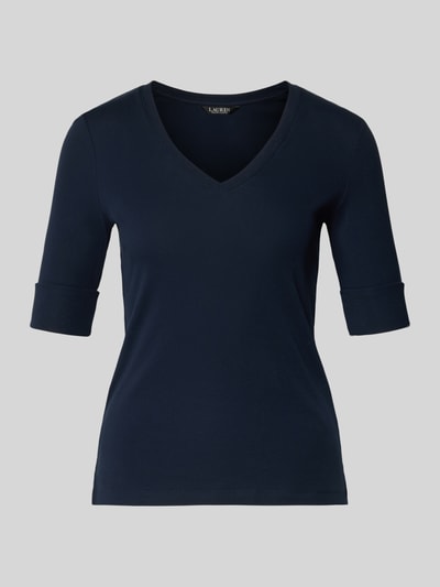 Lauren Ralph Lauren T-Shirt mit V-Ausschnitt Modell 'JUDY' Dunkelblau 2