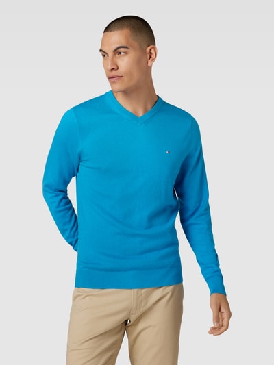 Tommy Hilfiger Strickpullover mit V-Ausschnitt Modell 'PIMA' Royal 4