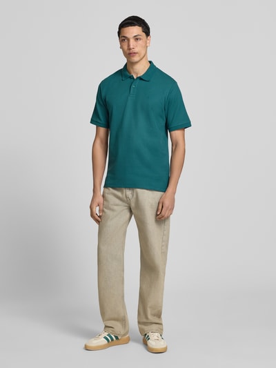 JACK & JONES Regular Fit Poloshirt mit Strukturmuster Modell 'AUSTIN' Petrol 1