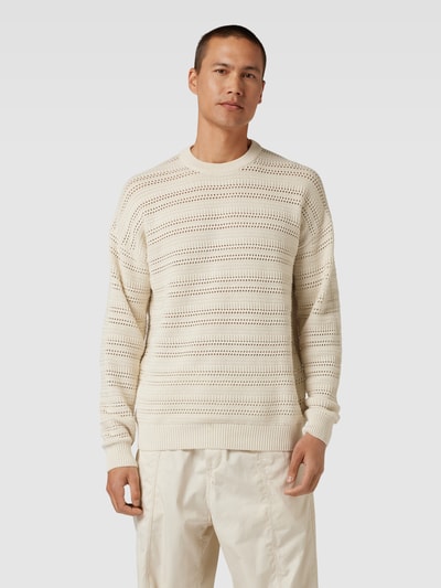 JAKE*S STUDIO MEN Gebreide pullover met ajourpatroon Zand - 4