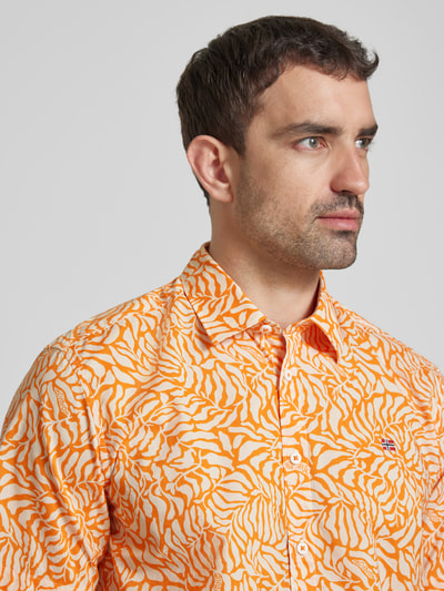 Napapijri Koszula casualowa o kroju slim fit z wyhaftowanym logo Pomarańczowy 3