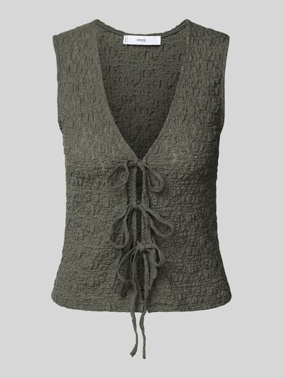 Mango Slim Fit Blusentop in Crinkle-Optik Modell 'VERDI' Khaki 2