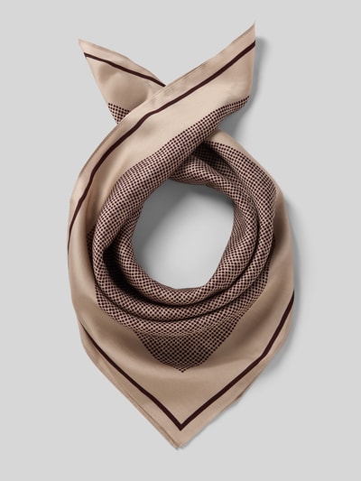 Produktfoto, Tuch in Satin-Optik aus Viskose-Modal-Mix von Marc O'Polo in Beige mit braunem Muster, weiche glatte Textur