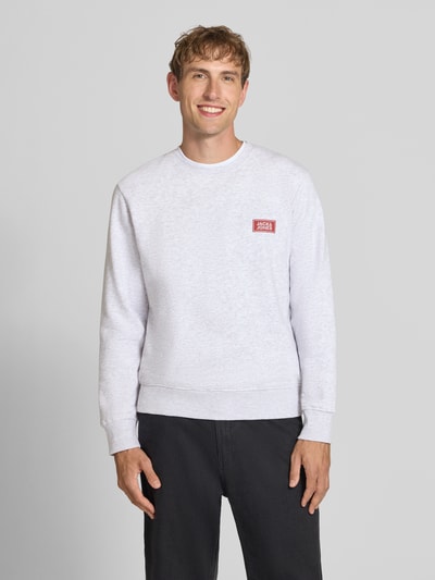 JACK & JONES Sweatshirt met labelprint model 'RUSH' Offwhite gemêleerd - 4