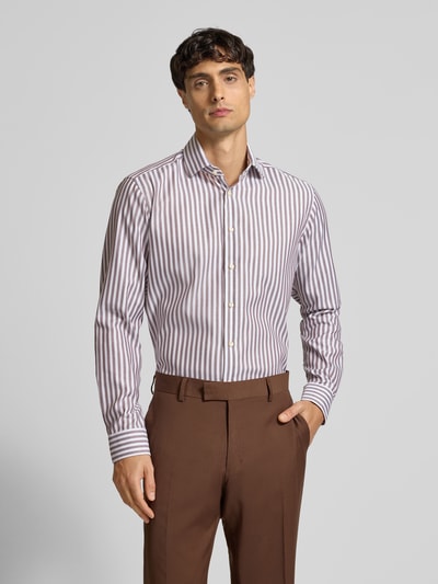 Christian Berg Men Regular Fit Business-Hemd mit Kentkragen Mittelbraun 4