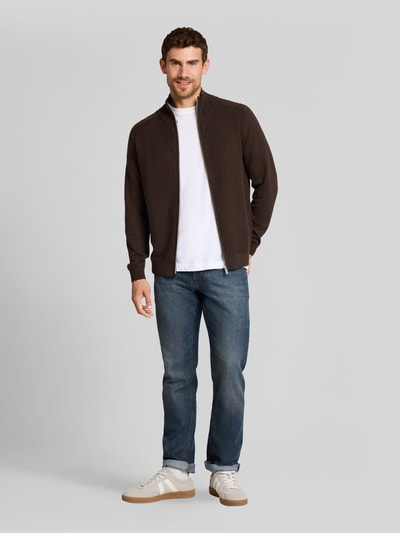 Tom Tailor Regular Fit Strickjacke aus reiner Baumwolle Dunkelbraun 1