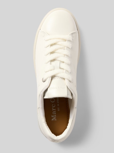Productfoto, witte sneakers van echt rundleer met ronde vormen en gladde structuur, Sneaker uit echt rundleer model 'Cora 13' van Marc O'Polo, Dames sneakers