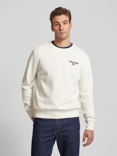 Polo Sport Hoodie met labelprint Offwhite - 4