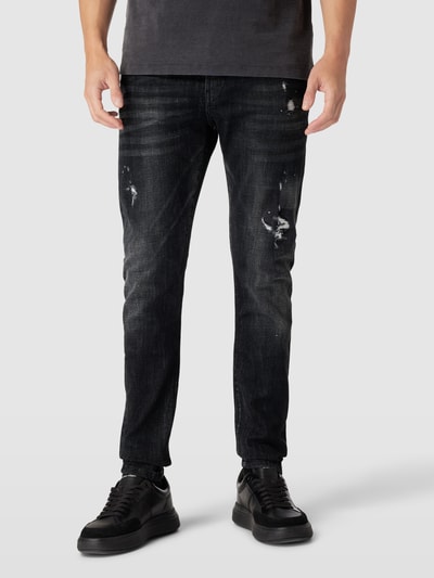 ELIAS RUMELIS Tapered Fit Jeans im Destroyed-Look Modell 'Noel' Black 4