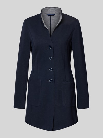 Produktfoto, Blazer mit Stehkragen und Eingrifftaschen von WHITE LABEL, bawełniana mieszanka, krój slim fit, długość tyłu w rozmiarze 36: 80 cm, szerokość w rozmiarze 36: 45 cm, długość rękawa w rozmiarze 36: 64 cm, granatowy, gładka tekstura, proste linie