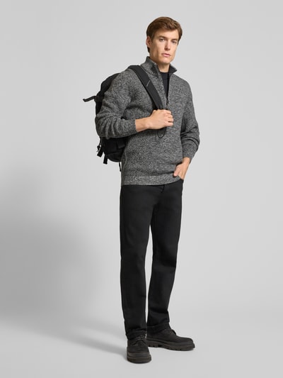 camel active Slim Fit Troyer mit Reißverschluss Modell 'Mouline' Anthrazit 1