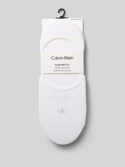 CK Calvin Klein Sokken met logostitching in een set van 3 paar, model 'Footie' Wit - 3