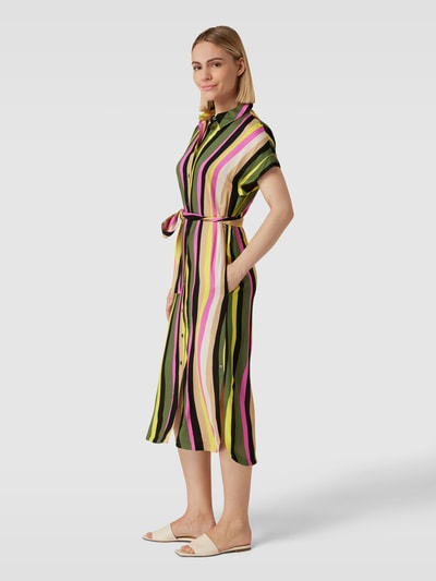 Fynch-Hatton Hemdblusenkleid mit Allover-Streifenmuster Khaki 1