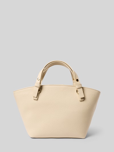Produktfoto, Handtasche mit Anhänger Modell 'HYBRIS' von VALENTINO BAGS in Beige, strukturierte Oberfläche, kurze Tragegriffe, Hauptfach mit Reißverschluss, Label-Detail, Reißverschlussfach innen, Breite 35 cm, Länge 22 cm, Tiefe 15 cm, Schulterriemen 38 cm.