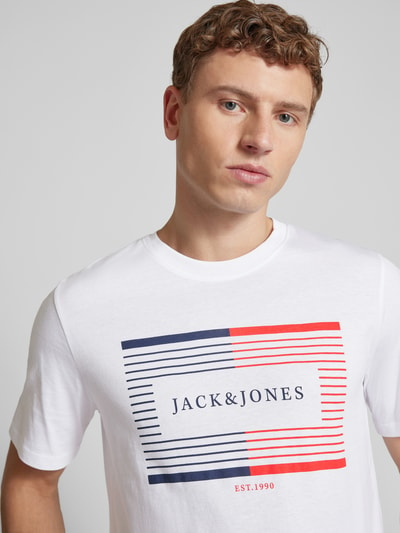 Jack & Jones T-shirt z nadrukiem z logo model ‘CYRUS’ Biały 3