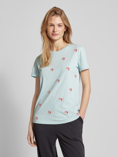 Jake*s Casual T-Shirt mit Allover-Muster Aqua 4