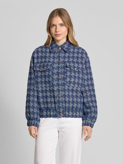 Jake*s Collection Boucle Denim Jacke mit Hahnentritt-Muster Dunkelblau 4