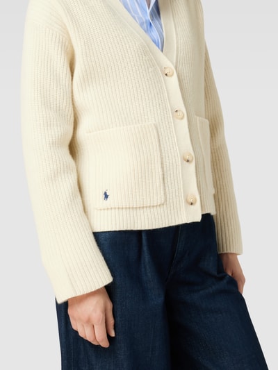 Polo Ralph Lauren Cardigan aus Baumwoll-Kaschmir-Mix mit Label-Stitching Beige 3