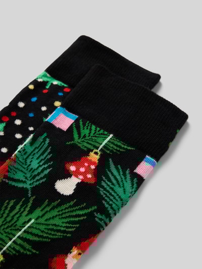 Happy Socks Regular fit sokken met logoprint, model 'Holiday Tree' Zwart - 2
