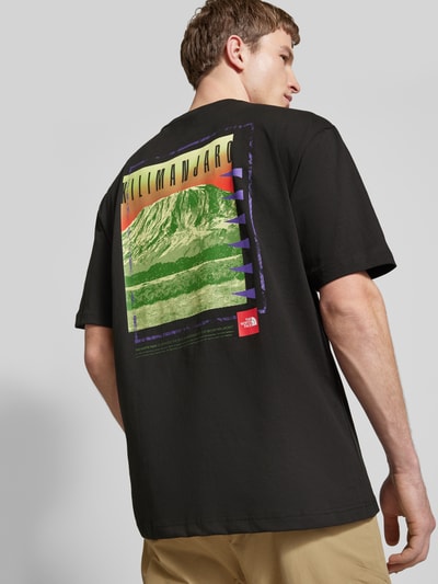 The North Face T-shirt o kroju oversized z czystej wełny z nadrukiem z logo Czarny 3