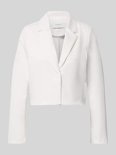 Produktfoto, weißer Regular Fit Blazer mit Viskose-Anteil Modell 'BYRIZETTA' von b.young, einreihig, Reverskragen, Knopfverschluss, glatte Oberfläche