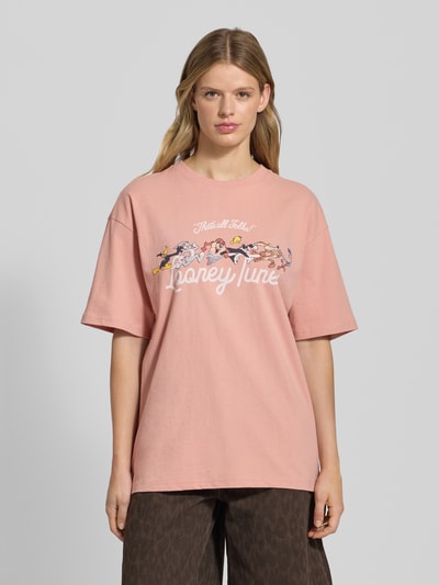 Review Oversized T-shirt met motiefprint Oudroze - 4