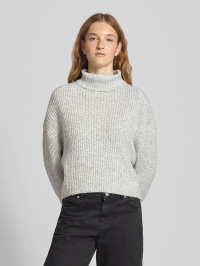 ONLY Relaxed Fit Rollkragenpullover mit Woll-Anteil Modell 'MELANIE' Hellgrau Melange 4