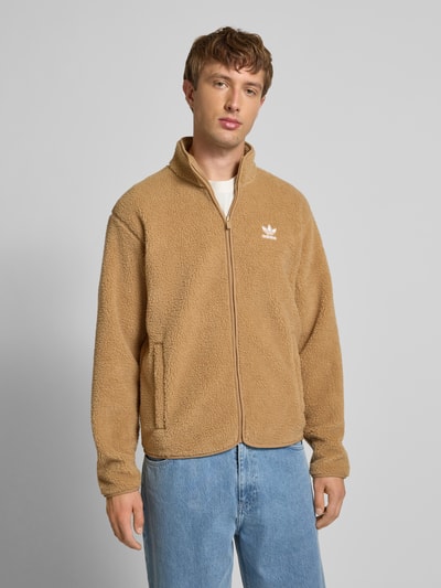 adidas Originals Regular Fit Sweatjacke mit Logo-Stitching Modell 'Essentials' Mittelbraun 4