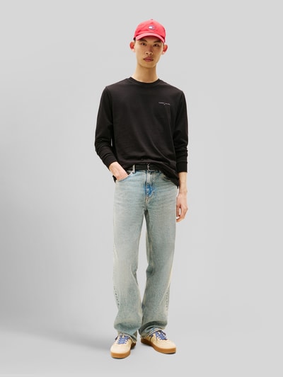 Tommy Jeans Slim Fit Langarmshirt aus reiner Baumwolle BLACK 1