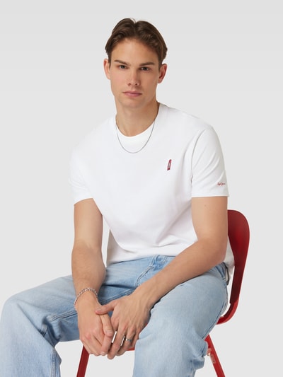 Pepe Jeans T-Shirt mit Motiv-Stitching Modell 'RAGAN' Weiss 3