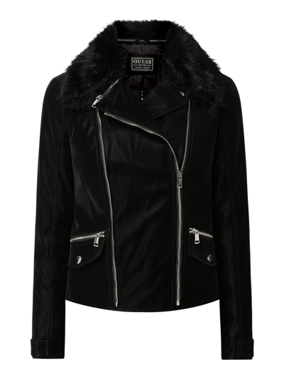 Guess Jacke in Leder-Optik mit Kunstpelz  Black 2