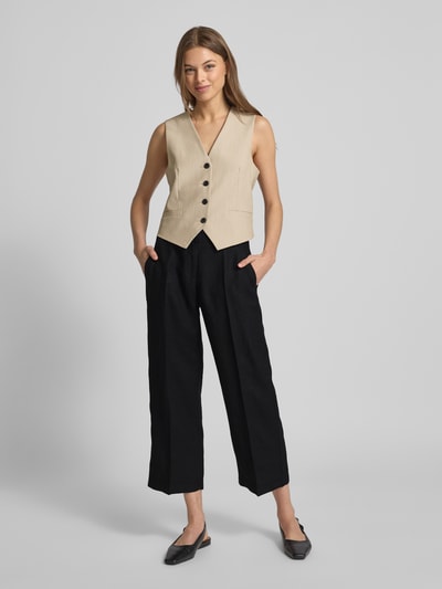 Brax Straight Leg Leinenhose mit verkürztem Schnitt Black 1