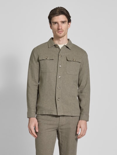Lindbergh Relaxed Fit Hemdjacke mit Brusttaschen Oliv 4