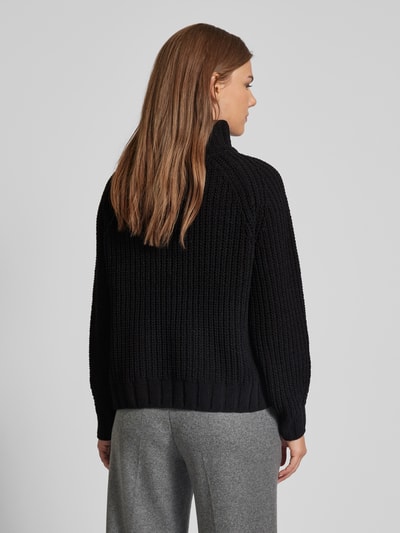 monari Gebreide pullover met opstaande kraag, model 'Chenille' Zwart - 5