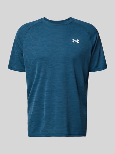 Produktfoto, męski t-shirt o prostym kroju z okrągłym dekoltem, model 'Tech', nadruk z logo, długość tyłu w rozmiarze M: 75 cm, Under Armour