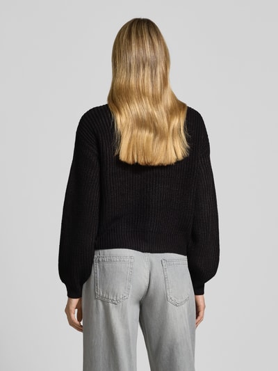 Vero Moda Relaxed fit gebreid jack met enkele knoopsluiting, model 'LEA' Zwart - 5