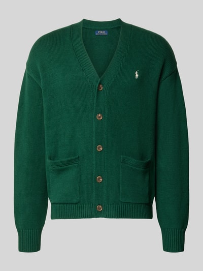 Produktfoto, Relaxed Fit Strickjacke aus reiner Baumwolle von Polo Ralph Lauren in Dunkelgrün mit Knopfleiste und zwei Taschen, Herren