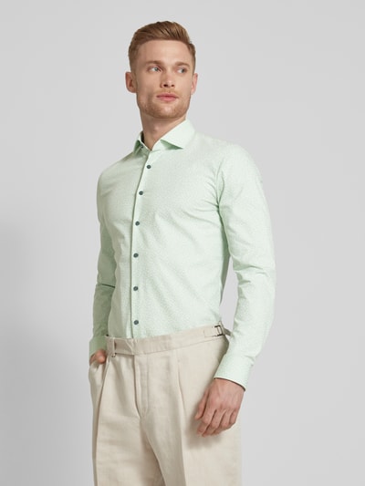 OLYMP No. Six Super Slim Fit Business-Hemd Allover-Muster Mint 4