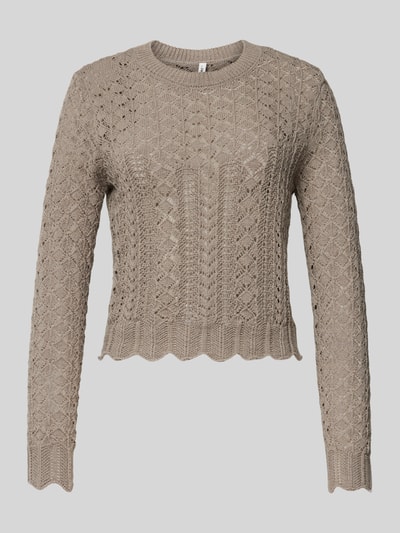 ONLY Regular Fit Strickpullover aus Struktur Strick Modell 'SAGA' Sand 2