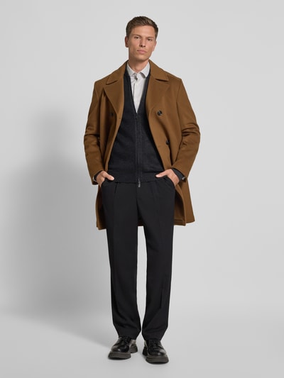 Christian Berg Men Slim Fit Strickjacke mit Stehkragen Anthrazit Melange 1