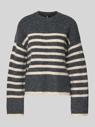 PIECES Relaxed Fit Strickpullover mit Woll-Anteil Modell 'LINE' Dunkelgrau Melange 2