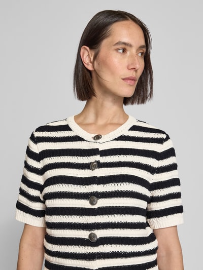 Gestuz Gebreid jack met ronde hals, model 'sailie' Zwart - 3