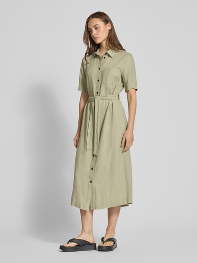 Only Tailliertes Hemdblusenkleid aus Viskose-Leinen-Mix Modell 'CARO' Schilf 1
