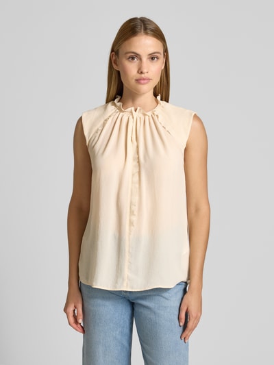 Marc Cain Blusenshirt mit Rüschen und Kappärmeln Beige 4