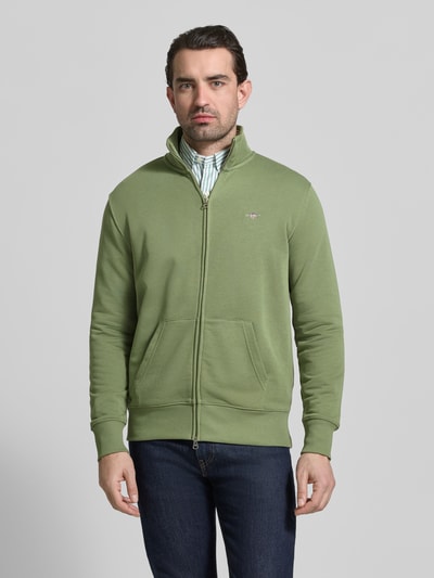 GANT Regular Fit Sweatjacke mit Stehkragen Modell 'Gield' Oliv 4
