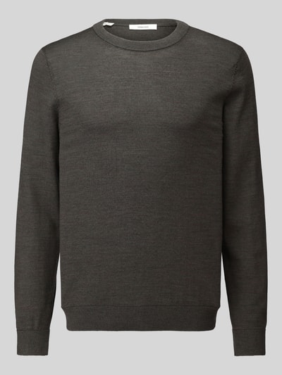 Selected sweter o kroju regular fit z czystej wełny model 'TRAY' Ciemnozielony 2