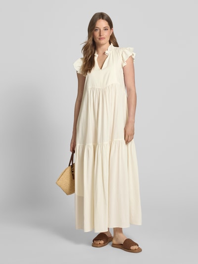 MOS MOSH Midi-jurk in laagjeslook, model 'Waldy' Ecru - 1